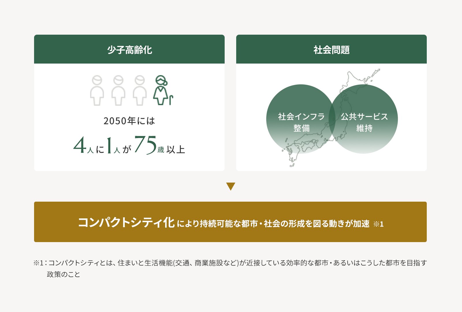 人口減少により社会インフラや公共サービスの維持が社会問題化